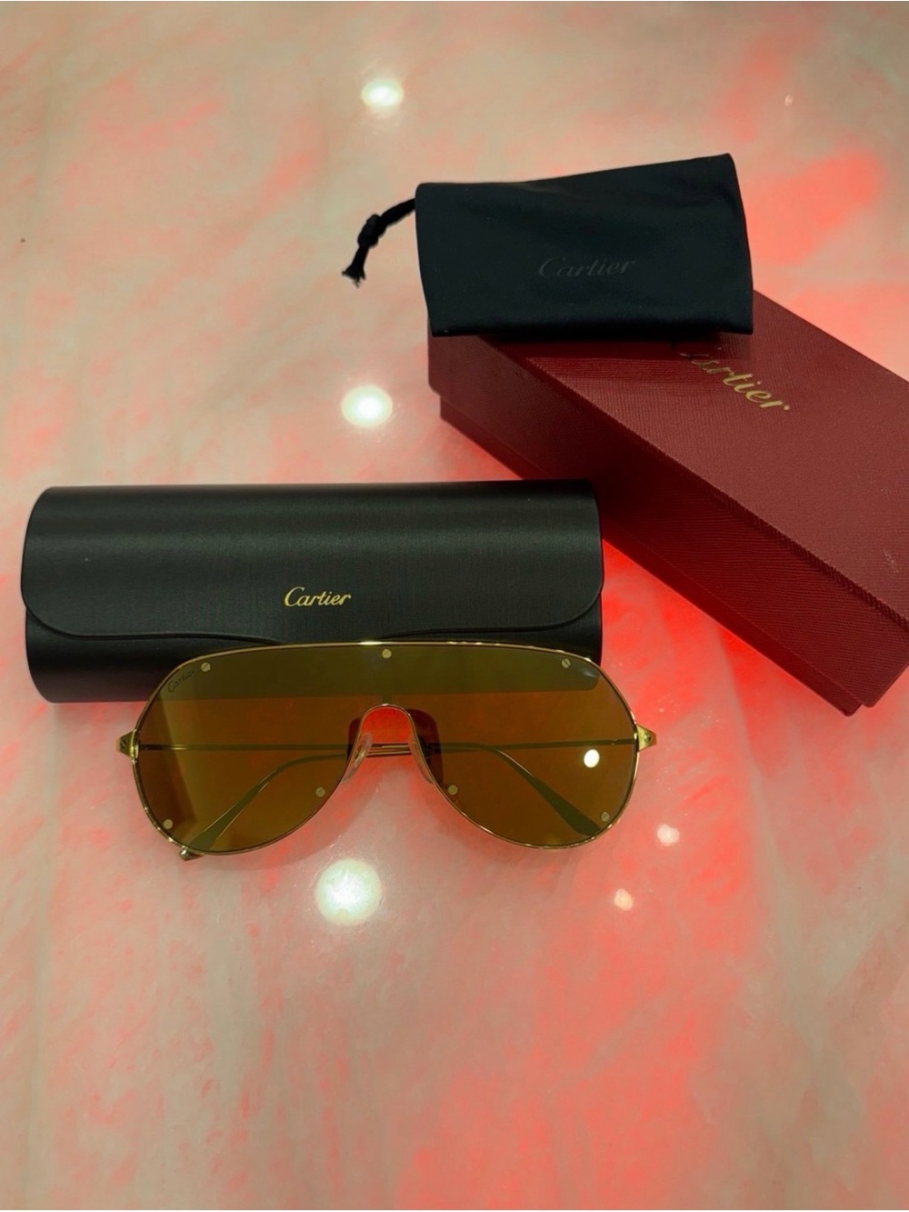 Cartier Gold Frame Sunglasses with Brown Lenses - Picture 2 of 5